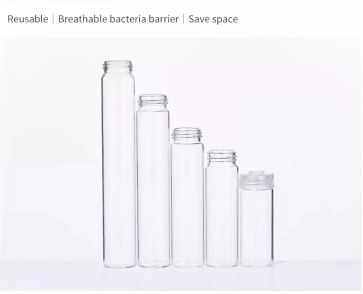 Lab Use 30mm Heat Resistant Clear Glass Tube With Tissue Culture Caps For Plant Packaging